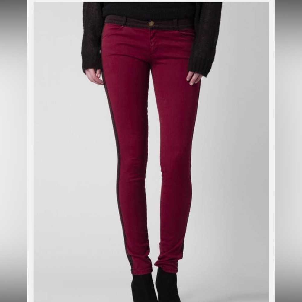 Current Elliott maroon/crimson skinny jeans
